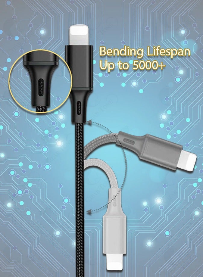 Multi Charging Cable | 3 in 1 Charging Cable | 1200 MM Length | Nylon Braided Multi Charger Cable Fast Charging Cord with IPhone Type-C Micro USB Connectors Compatible with Most Phones Tablets - Image 5